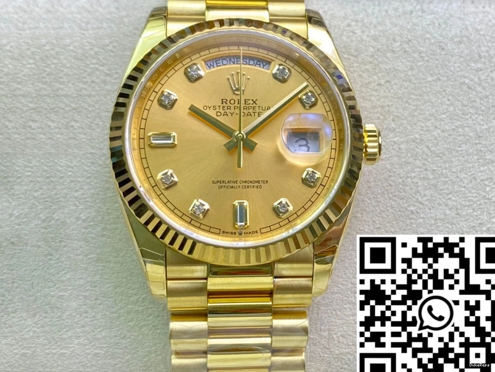 M128238-0008 Day-Date Yellow Rolex Factory Champagne Gold Dial EW 0723